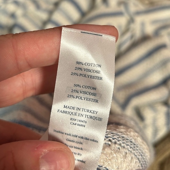 Faherty Pacifica Terry Stripe Hoodie Cream Azure Stripe XS - Picture 7 of 7